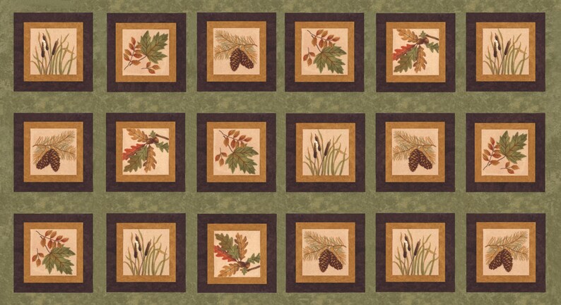 Fall Impressions Flannel Panel Green