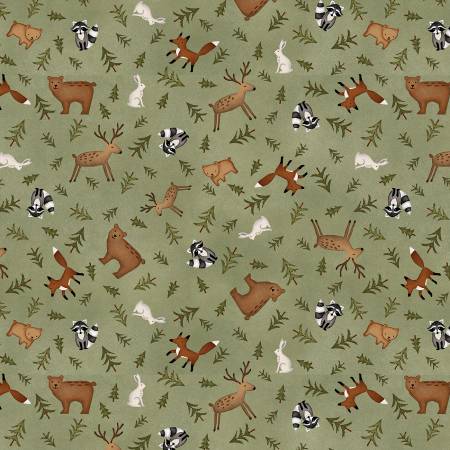 The Mountains are Calling - Green Animal Toss Flannel