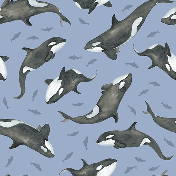 Polar Plungers Orcas Blue Fabric