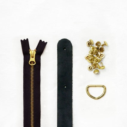 The Freemont Brown Leather Brass Hardware Kit