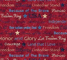 Stonehenge Stars and Stripes Inspirational Script Red