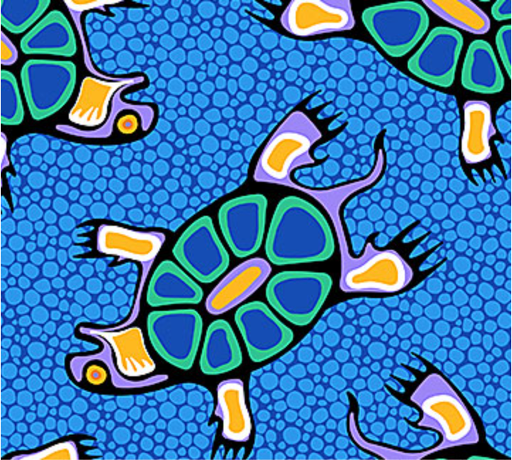 Sacred Earth Turtles Blue Multi Yardage