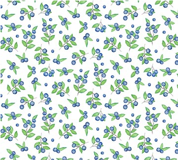 Berry Pickers Blueberries Blue Fabric