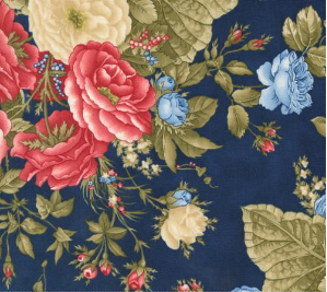 Grand Haven Cabbage Rose Florals Navy Yardage