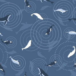 Polar Plungers Whale Songs Denim Fabric