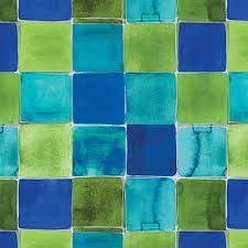 Watercolor Squares Turquoise Multi