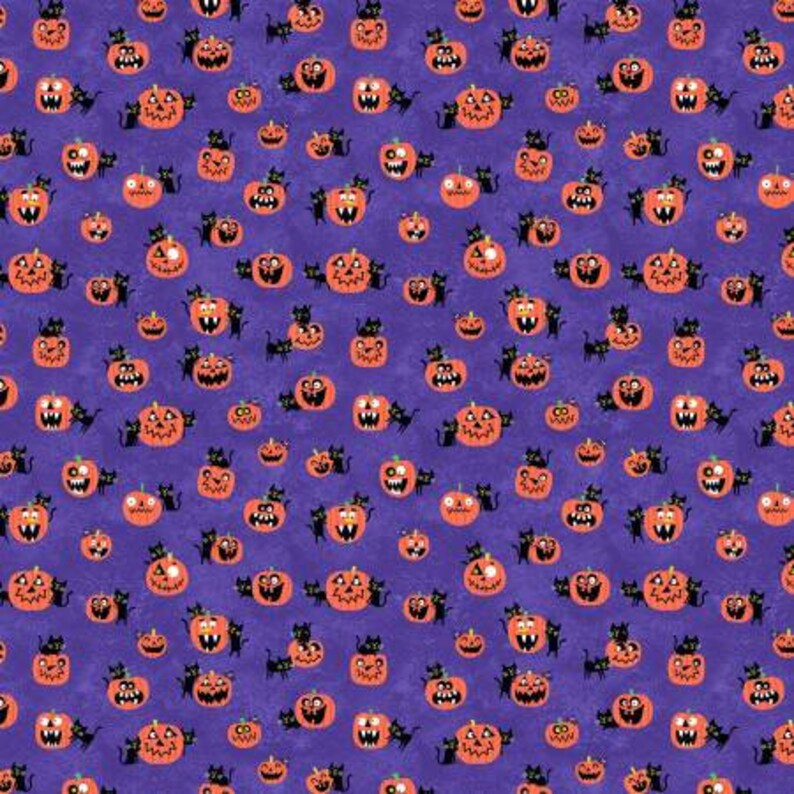 Pumpkins and Cats Purple