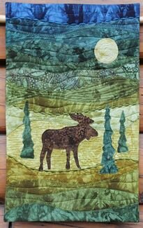 Moonlight Moose Quilted Wall Hanging  Kit (Pattern and Fabric Only)