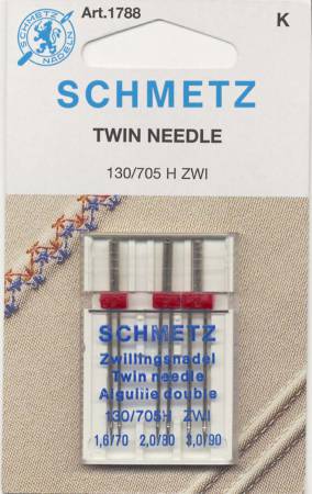 Schmetz Twin Machine Needle Assorted Sizes 1.6mm/70 2mm/80 & 3mm/90