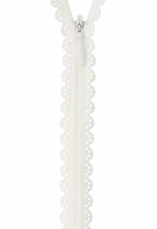 Zipper Lace 22cm 19mm wide White