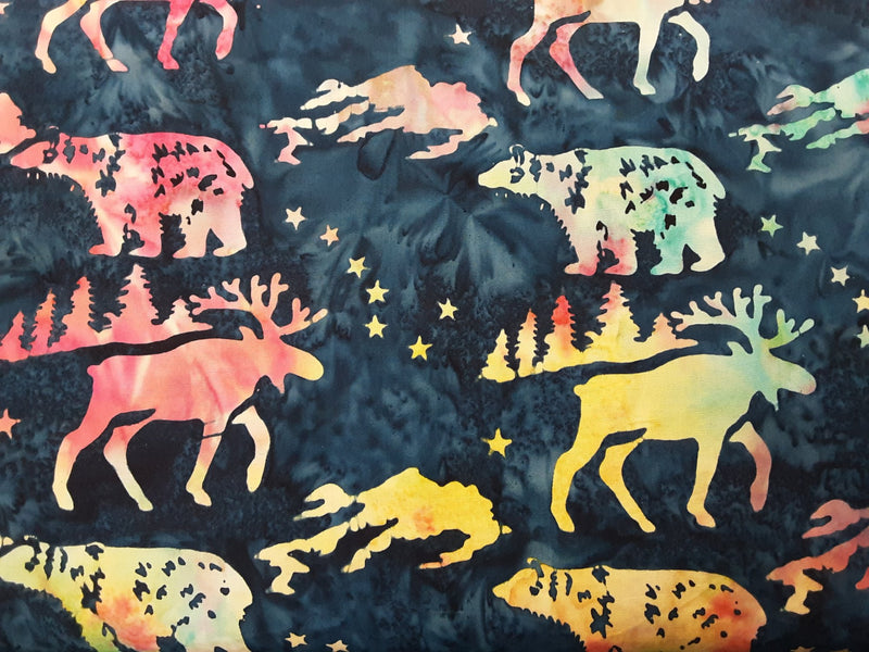 Island Batik - Animals in Alaska-Navy