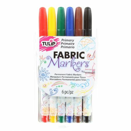 Tulip 6 Pack Fabric Markers - Fine Tip Primary