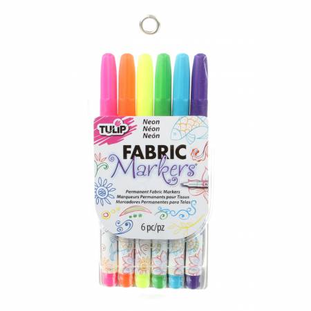 Tulip Neon Fabric Markers - Fine Tip 6 Pack