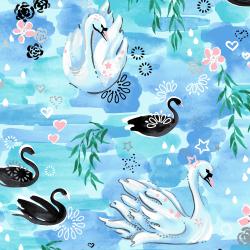 Enchanted Lake Waltz in the Willows Aqua Metallic Yardage