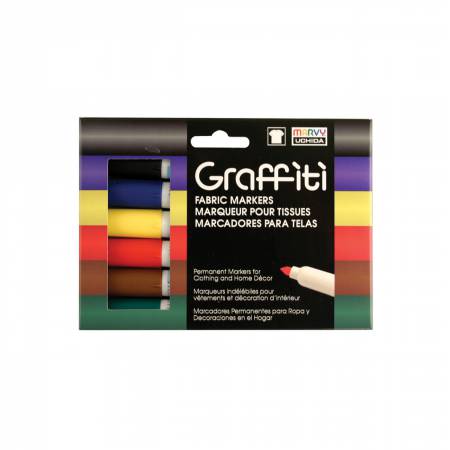 Graffiti Fabric Marker - 6 Pen Primary