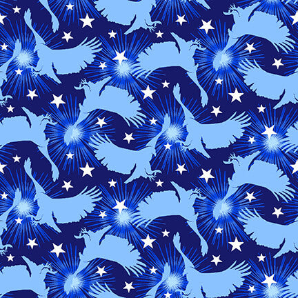 Stars & Stripes Forever Flying Eagles Silhouette 5830-77 Blue Yardage