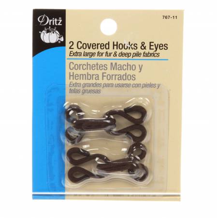 Covered Hooks & Eyes Brown 2ct