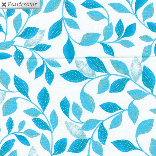 Shimmer Leaves White/Teal