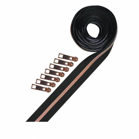 Metallic Zipper Tape Rose Gold 7 slides