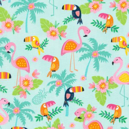 Turquoise Flamingo & Toucan