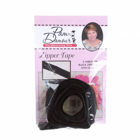 Reversible Coil Zipper Tape 8 Slides - Black