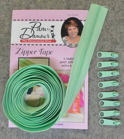 Reversible Coil Zipper Tape 8 Slides - Mint