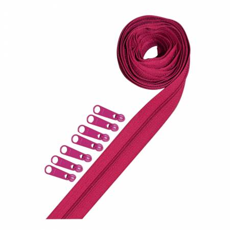 Reversible Coil Zipper Tape 8 Slides - Raspberry