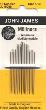 John James Milliners / Straw Needles Assorted Sizes 5/10 16ct