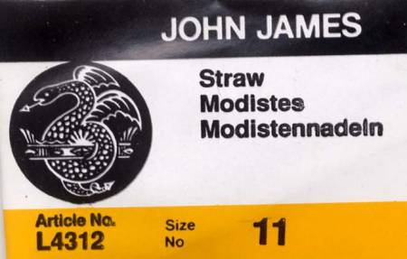 John James Milliners / Straw Uncarded Needles Size 11 - 25ct