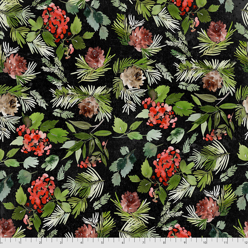 Christmas Time - Evergreen Floral - Black