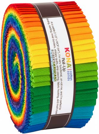 2-1/2in Strips Kona Cotton Bright Rainbow Palette 40pcs/bundle