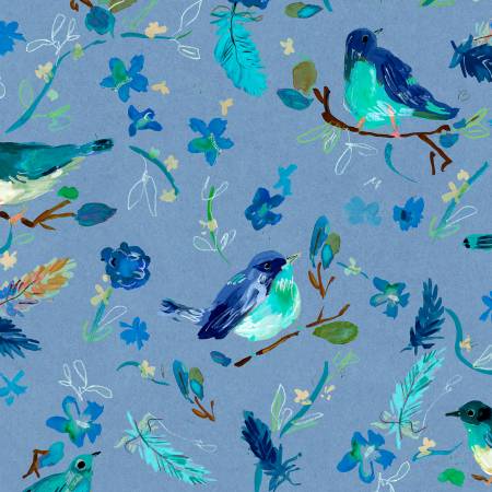 Multi Blue Romantic Birds