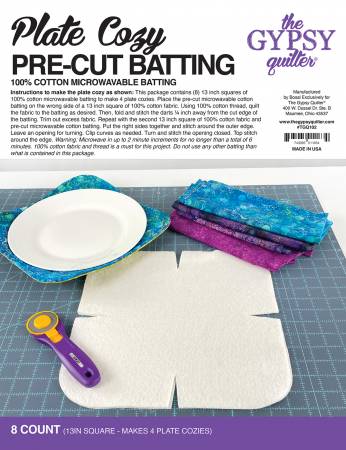 Plate Cozy Pre Cut Batting  8 ct - 13" square