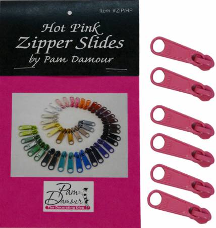6 Large Tab Zipper Slides Hot Pink