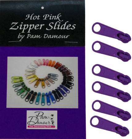 6 Large Tab Zipper Slides Purple
