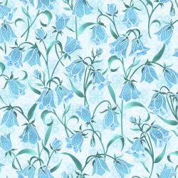 FF202-SE2M Blue Belle - Brilliant Blooms - Sea Glass Metallic Fabric