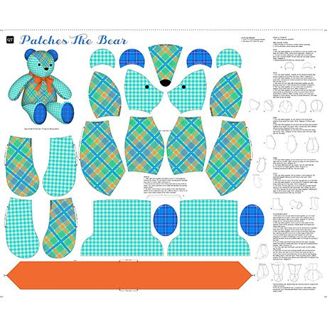Patches the Teddy Bear Craft Panel (Turquoise)