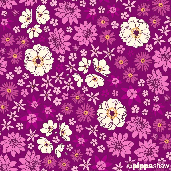 Primavera - Scattered Flora Magenta Multi