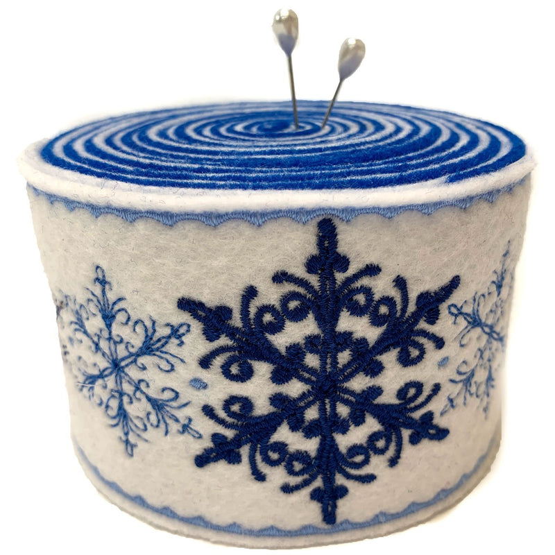 Embroidered Felt Pincushion -Snowflakes