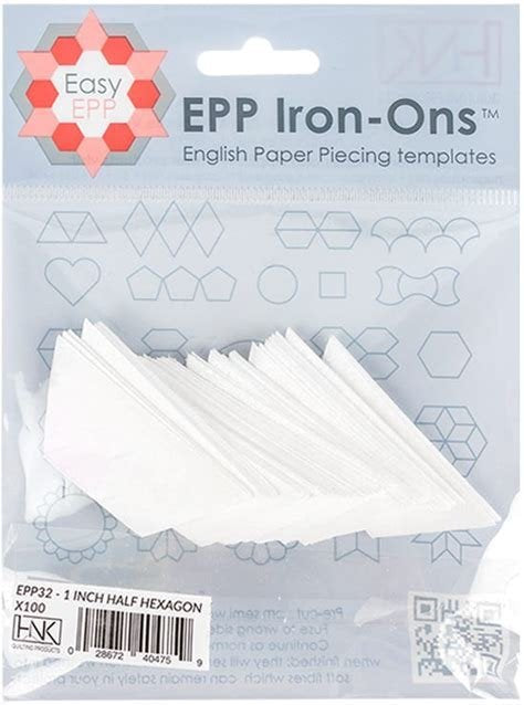 1" EPP Iron On Half Hexagons 100 Pack