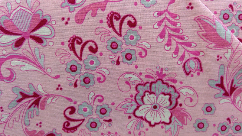 Mosaic Bloom - Pinks/Grey Floral Design - Ella Blue