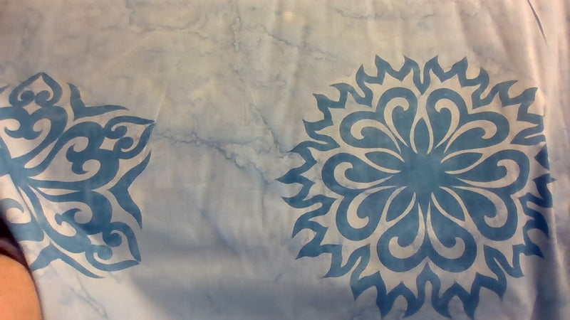 Heart Medallion Blue Yardage